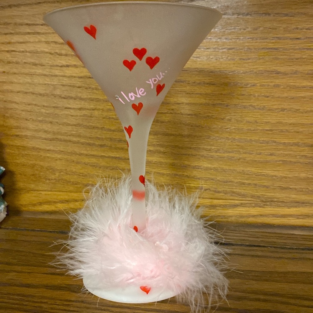 Lolita I Love You Hand Painted Martini Glass. Good condition.